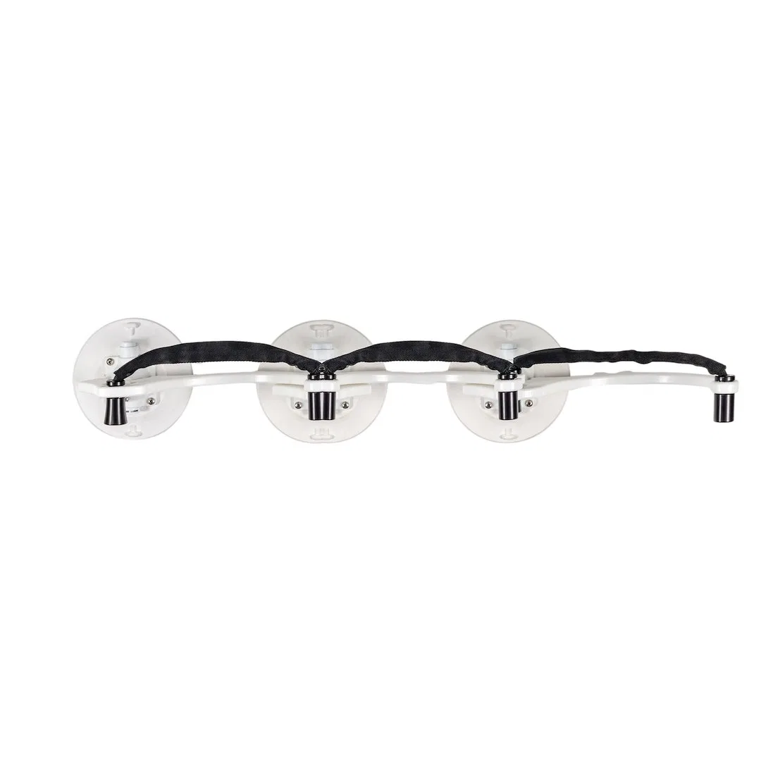 MD5534 – SEASUCKER Dive Tank Holder, Strap Type Holds 3 Tanks Vacuum Mount White Aluminum Track With Three 6 Inch Vac...